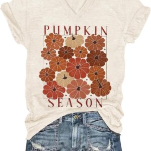 Womens V-Neck T-Shirt Flower Graphic Tees Summer Fashion Boho Tops Tshirts Loose Casual Wildflower Beach T Shirts