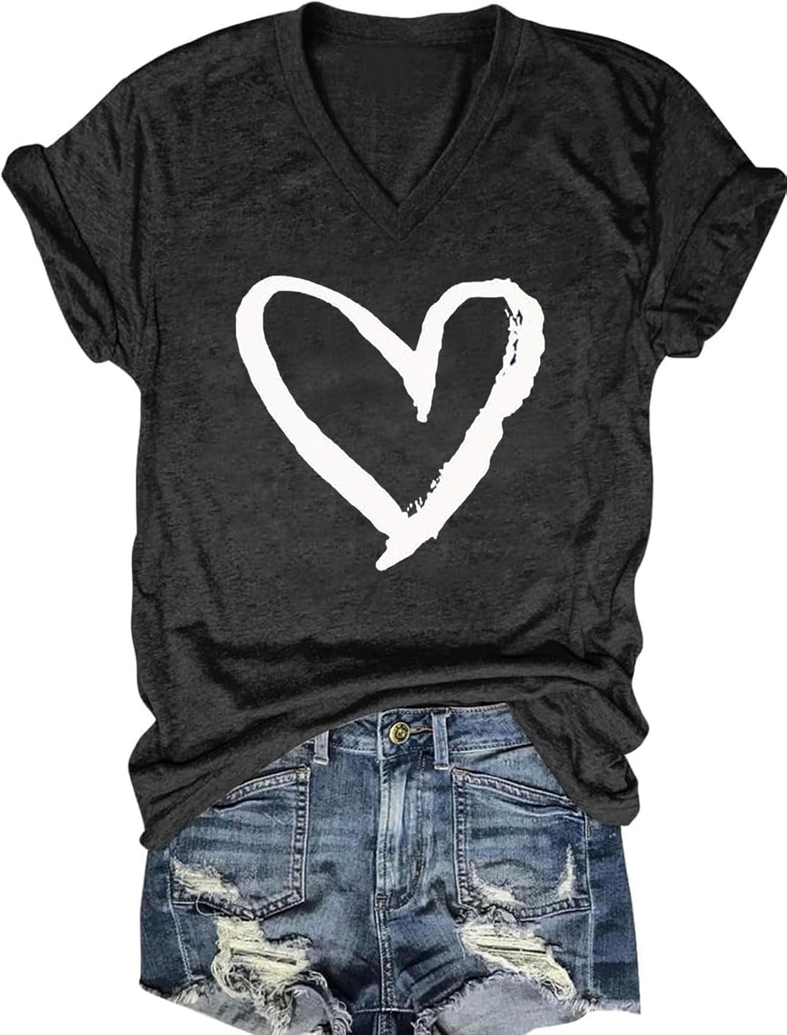 Womens V-Neck T-Shirt Flower Graphic Tees Summer Fashion Boho Tops Tshirts Loose Casual Wildflower Beach T Shirts - Image 2