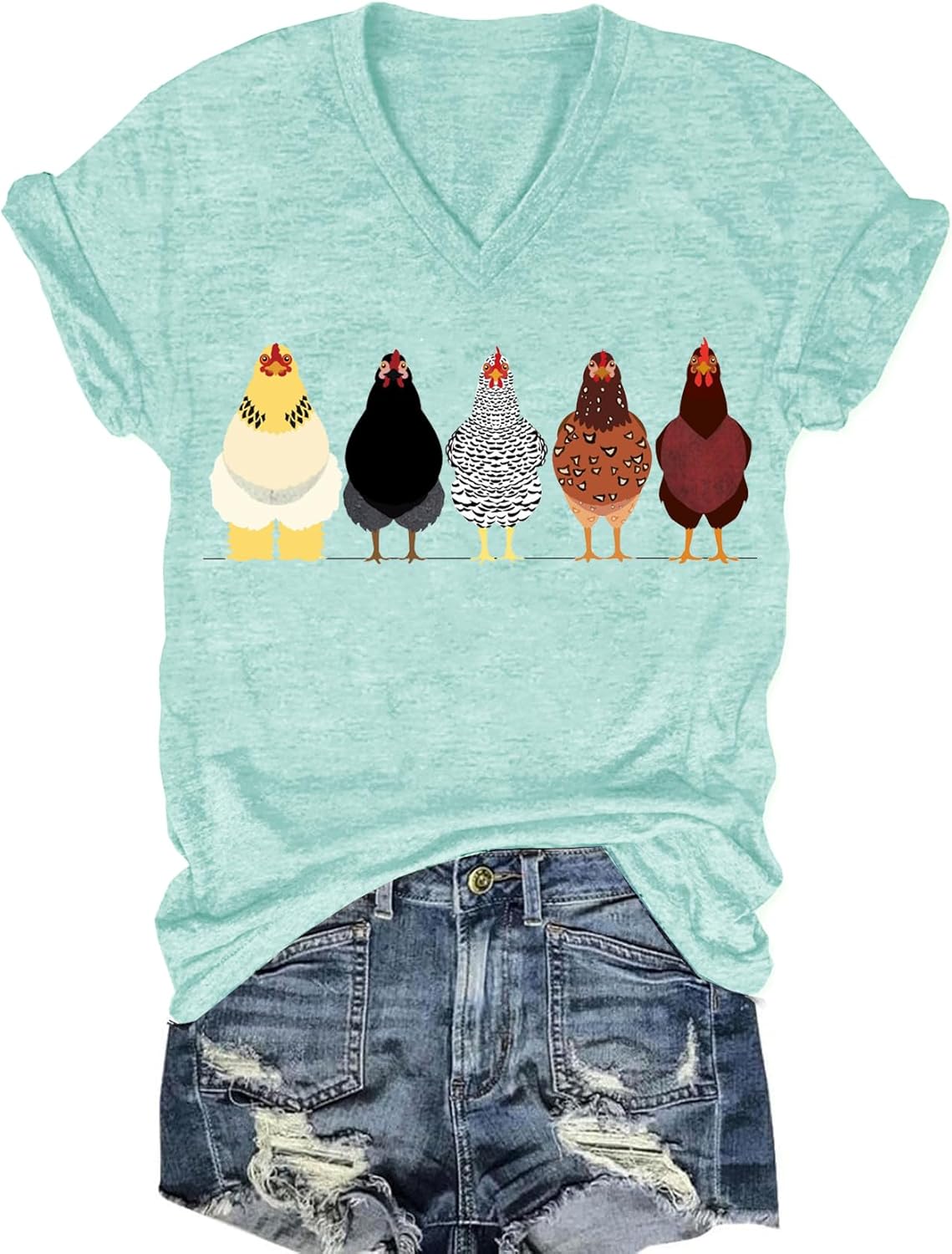 Womens V-Neck T-Shirt Flower Graphic Tees Summer Fashion Boho Tops Tshirts Loose Casual Wildflower Beach T Shirts - Image 25