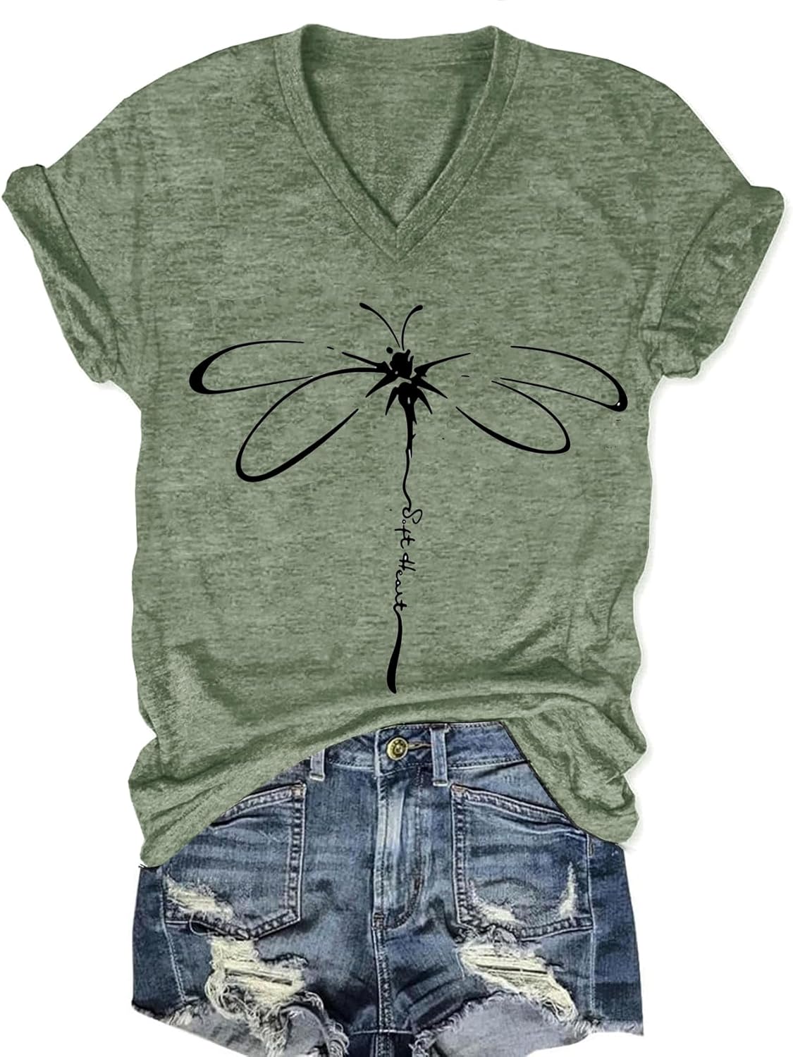 Womens V-Neck T-Shirt Flower Graphic Tees Summer Fashion Boho Tops Tshirts Loose Casual Wildflower Beach T Shirts - Image 16