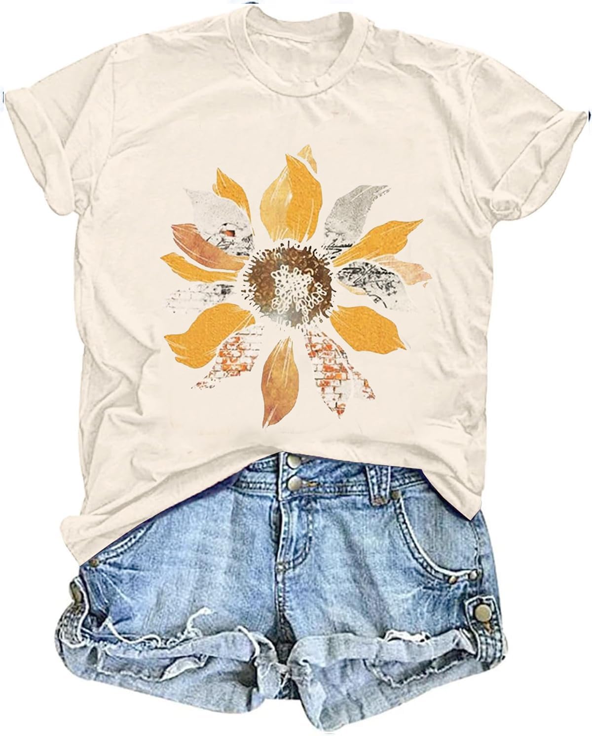 Women's Vintage Floral T Shirt Boho Wildflower Graphic Loose Tees Short Sleeve Casual Tops - Image 20