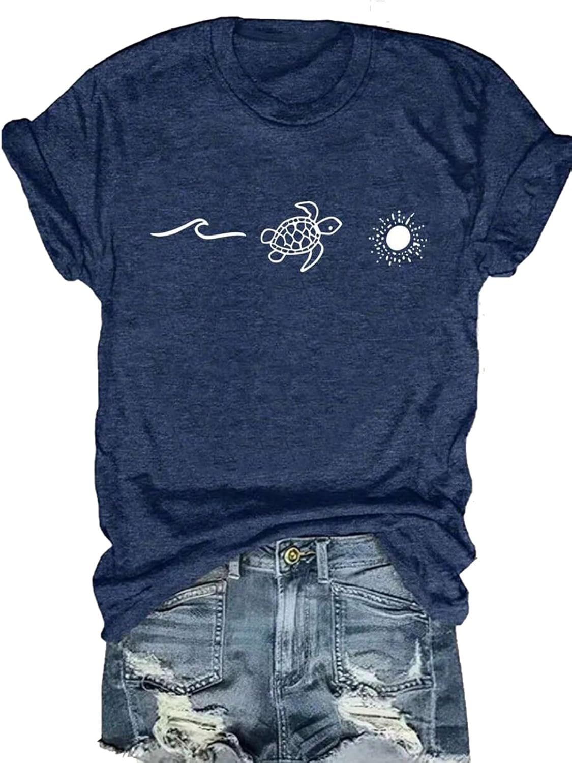 Women's Vintage Floral T Shirt Boho Wildflower Graphic Loose Tees Short Sleeve Casual Tops - Image 36