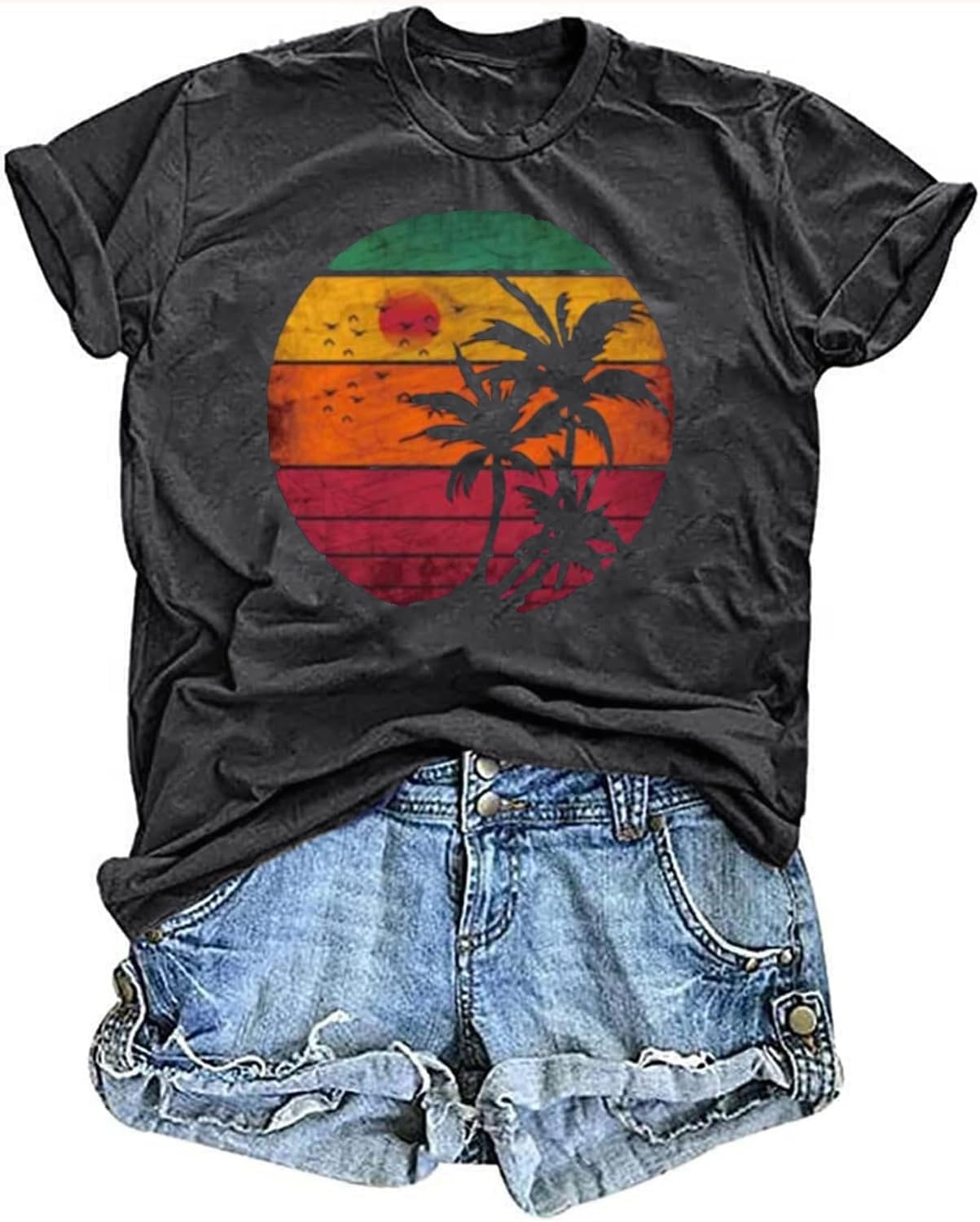 Women's Vintage Floral T Shirt Boho Wildflower Graphic Loose Tees Short Sleeve Casual Tops - Image 15