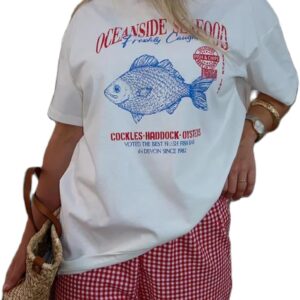 Womens Y2k Fruit Graphic Print Oversized T Shirts Summer Vintage Aesthetic Baggy Tees Tops Teen Girl Clothes