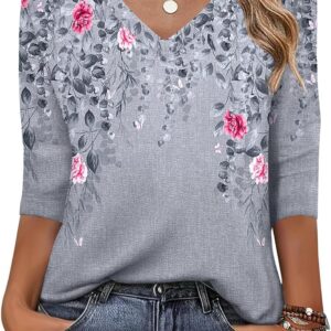 Zeagoo Womens 3\/4 Length Sleeve Tunic Tops Casual V Neck Shirts Basic Tees Business Work Blouses Summer Fall 2025 Clothes