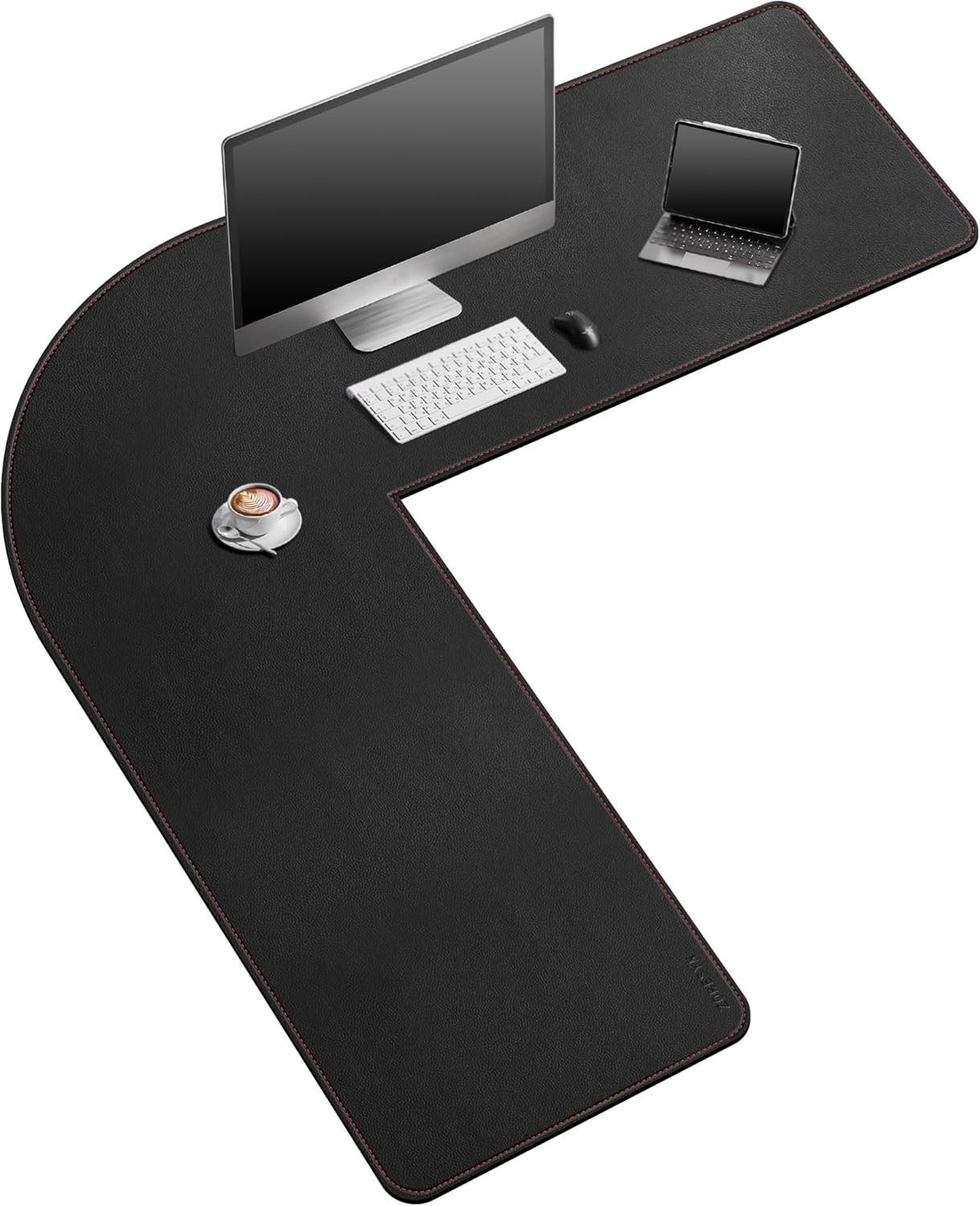 ZORESYN L Shaped Desk Mat 61.8x80x23.6 Inch (Black) - XXL Reversible Corner Desk Pad, Waterproof PU Leather Desktop Protector for Gaming, Office & Home - Image 6