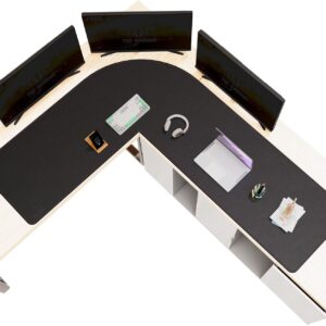 ZORESYN L Shaped Desk Mat 61.8x80x23.6 Inch (Black) - XXL Reversible Corner Desk Pad, Waterproof PU Leather Desktop Protector for Gaming, Office & Home