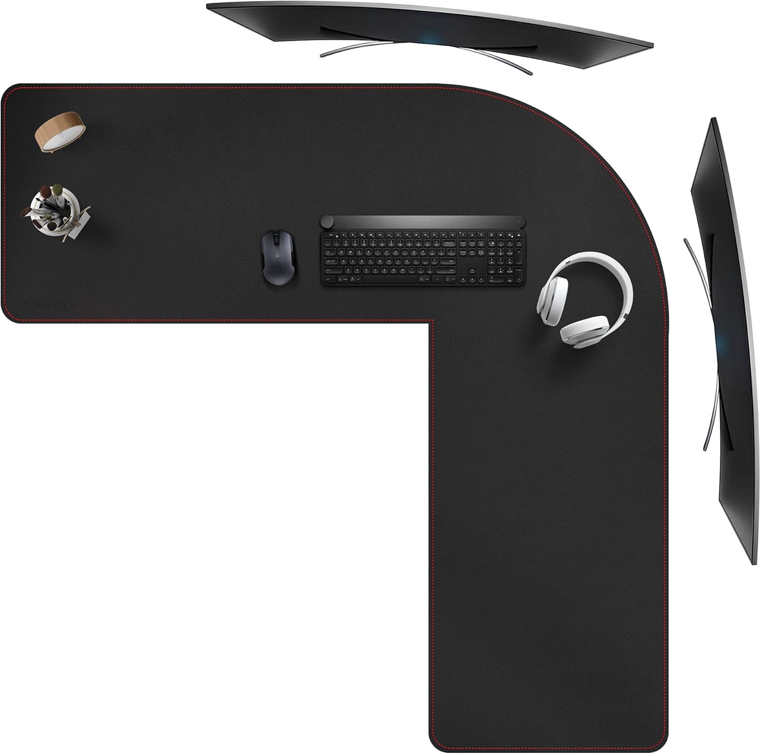 ZORESYN L Shaped Desk Mat 61.8x80x23.6 Inch (Black) - XXL Reversible Corner Desk Pad, Waterproof PU Leather Desktop Protector for Gaming, Office & Home - Image 5