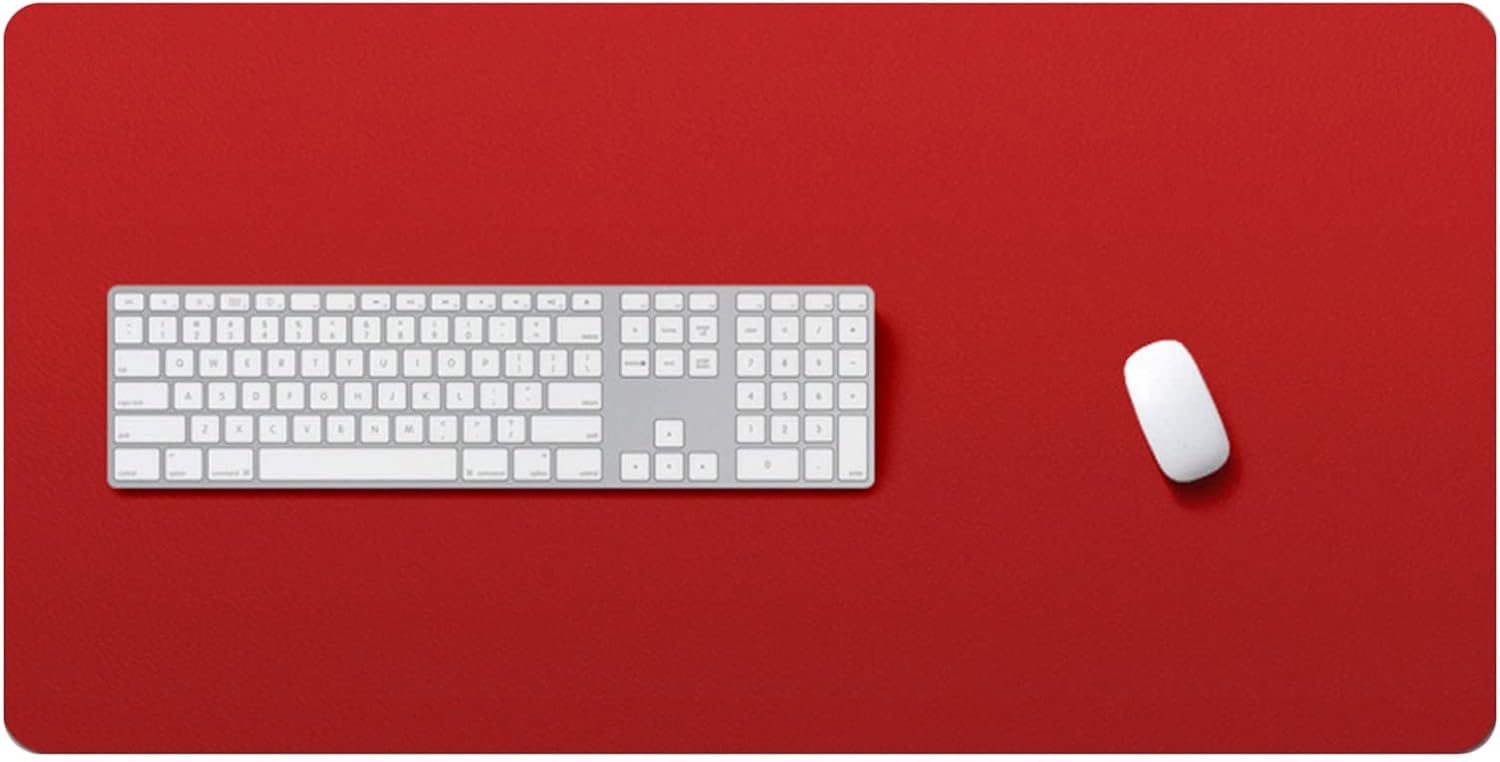 ZPEE Bicolor Mouse Mat Computer Gaming,Waterproof Leather Gaming Mouse Pad for Desk,Portable Table Mat for Laptop Large Size Writing Mat-Red 120x60cm