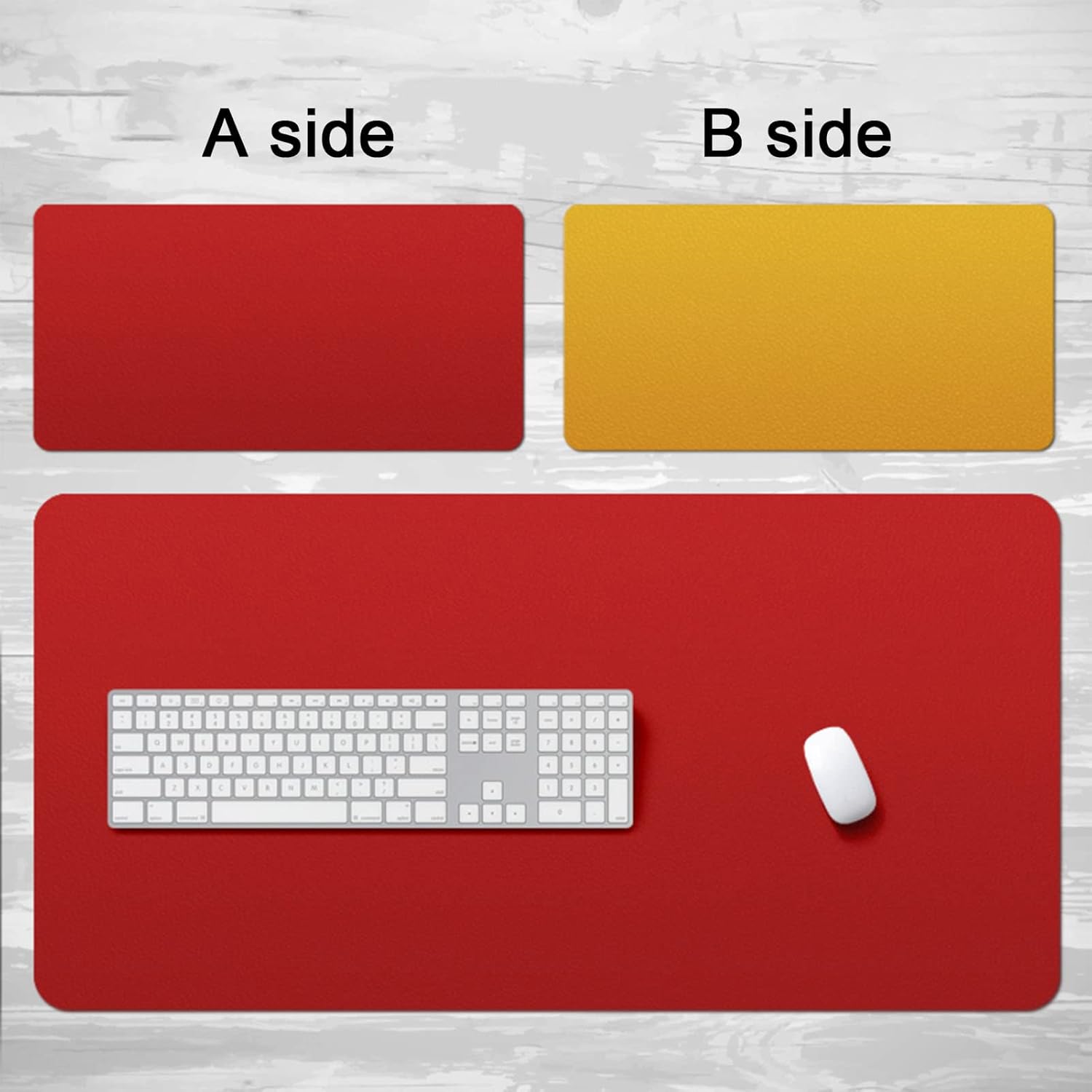 ZPEE Bicolor Mouse Mat Computer Gaming,Waterproof Leather Gaming Mouse Pad for Desk,Portable Table Mat for Laptop Large Size Writing Mat-Red 120x60cm - Image 3