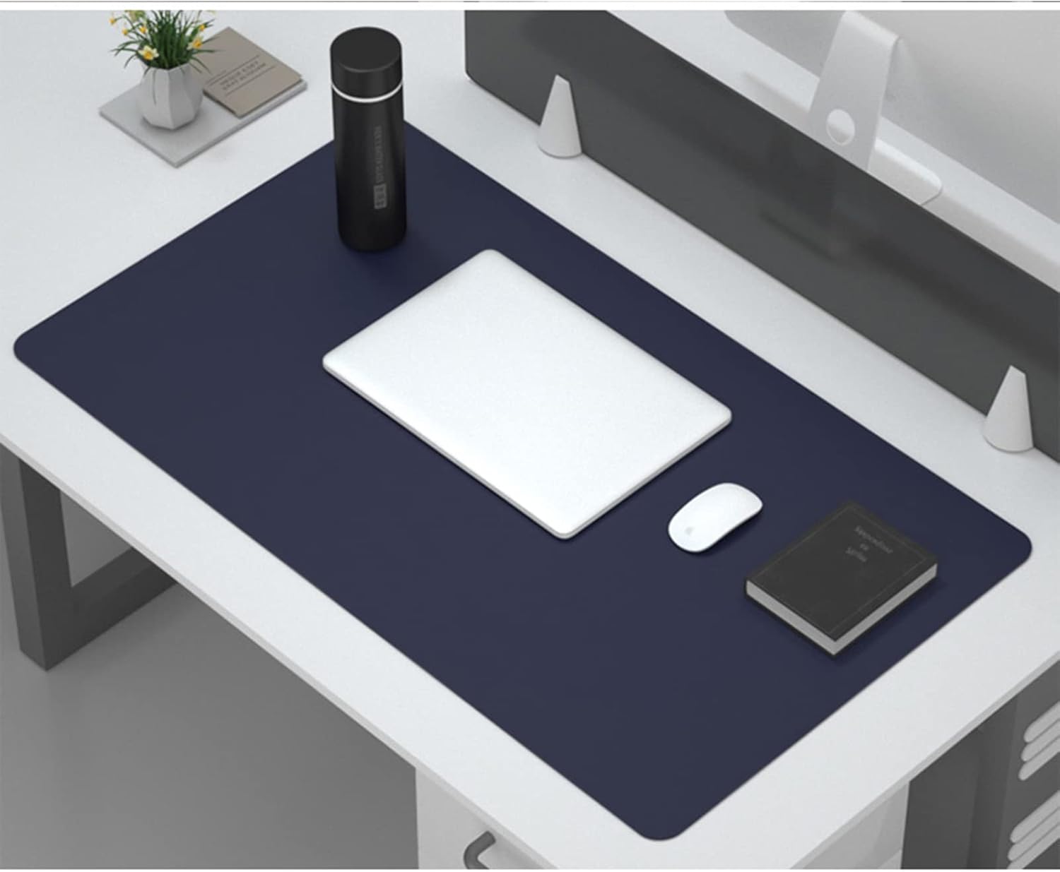 ZPEE Waterproof Pu Leather Desk Pad Protector,Extra Large Gaming Mouse Pad for Desk Computer Keyboard Mouse Pad for Desk Table Mat Mouse Mat-Dark Blue 120x50cm